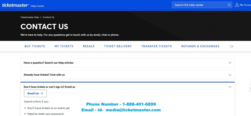 Contact Ticketmaster Customer Phone Number